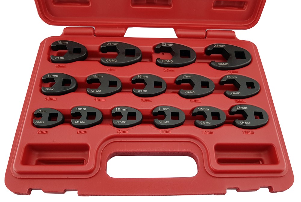 15 PIECE 3/8" & 1/2" CROWS FOOT SPANNER WRENCH SET 8-24MM FROM BRITOOL HALLMARK