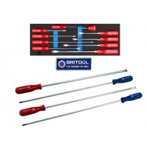 10PC SLOTTED SCREWDRIVER SET PLUS FREE 4PC EXTRA LONG SET FROM BRITOOL HALLMARK