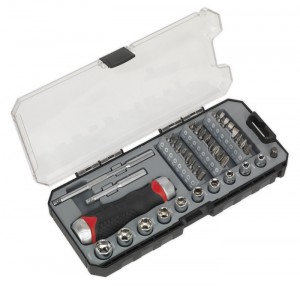 FINE TOOTH RATCHET SCREWDRIVER & ACCESSORY SET 38PC FROM SEALEY AK64905 SYP